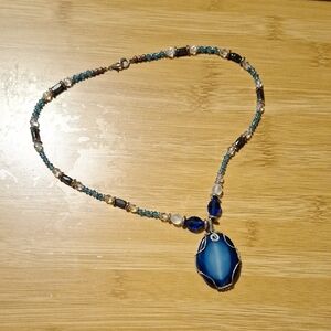 Elegant Blue Beaded Necklace